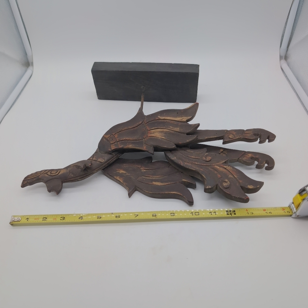Thailand Carved Dragon/ Phoenix Flying Dewi Sculpture - Picture 5 of 6